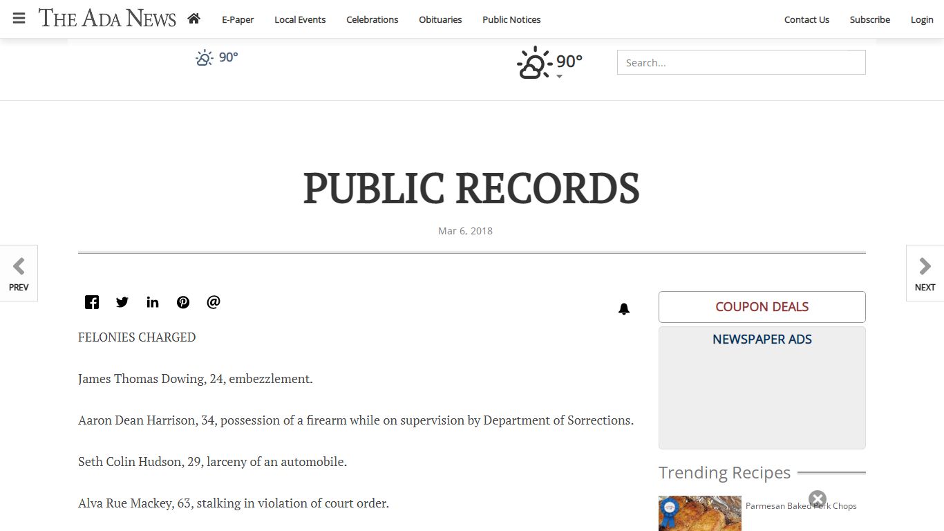 PUBLIC RECORDS | Local News | theadanews.com